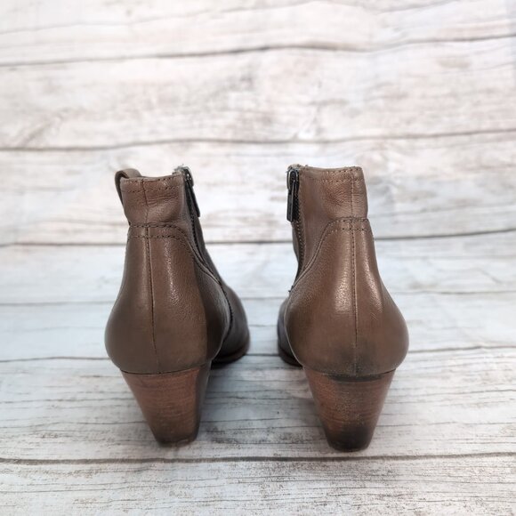 Frye Brown Leather Ash Western Style Ankle Stack Heel Boots Women Size 9 - Picture 7 of 9